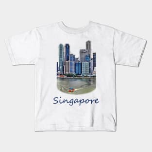 Amphibious Vehicle in front of Singapore Skyline Kids T-Shirt